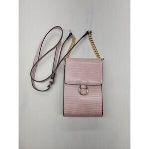 Simply Noelle Crossbody Handbag Coral Pink Faux Snake Purse Shoulder Bag Gold